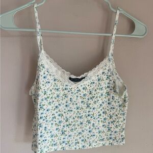 Brandy Melville White Floral Lace Cami